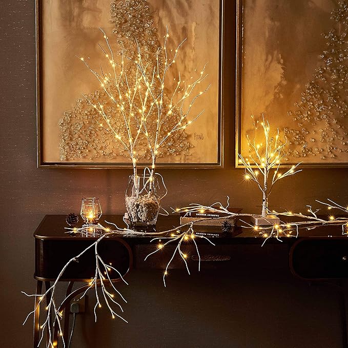 Hairui Birch Garland with Lights 6FT 48 LED Battery Operated, Lighted Twig Vine - Image 6
