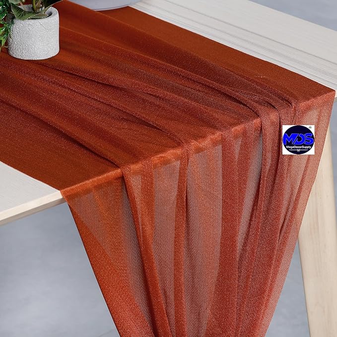 MDS 2 Pack 10ft Chiffon Table Runner 29 x 120 Inches Sheer Wedding Runner - Image 4