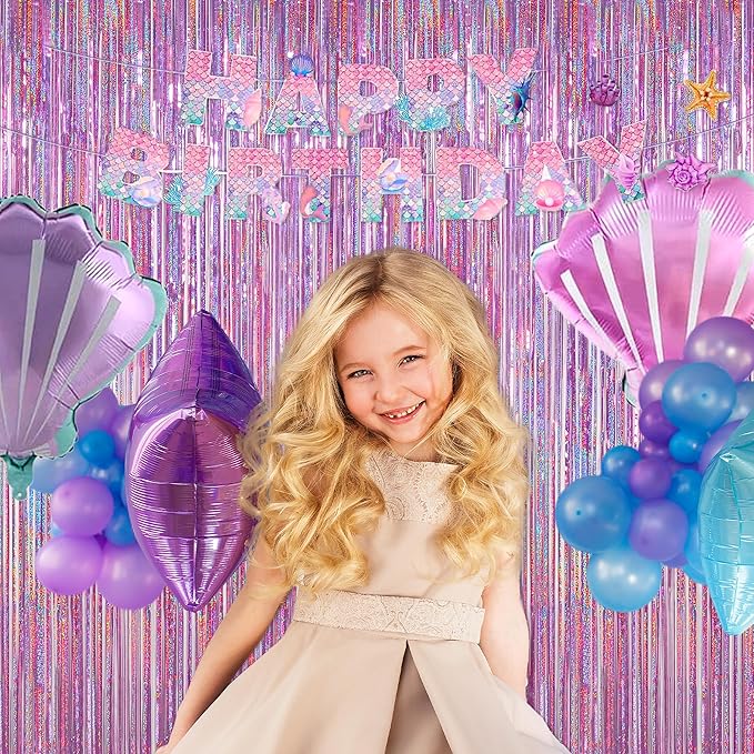 Melsan 3 Pack 3.2 x 8.2 ft Sparkling Pinkish Purple Tinsel Fringe Curtain - Image 4