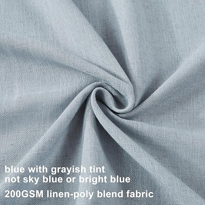 Vision Home Blue Grey Pinch Pleated Semi Sheer Curtains Textured Linen Blended - Image 7