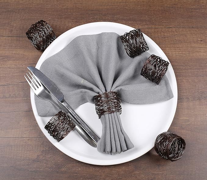Twisted Wire Mesh Napkin Rings Holders Set of 12 - Image 5