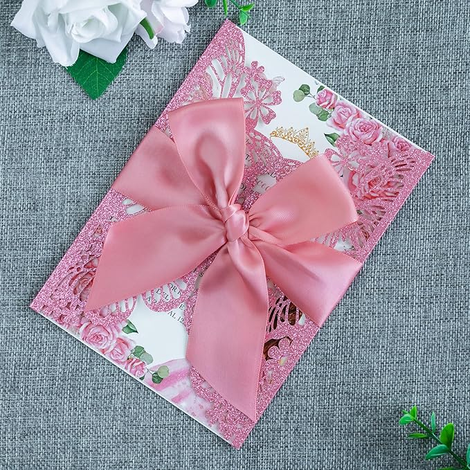 20 PCS 5.12x7.2 Butterfly Quinceanera Invitation, Laser Cut Wedding Invitation - Image 3