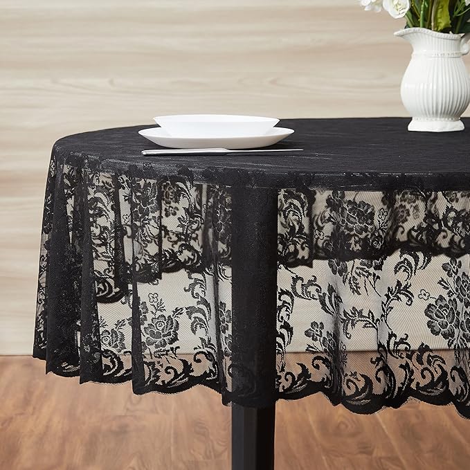 LinenZone Black Round Tablecloth - Image 2