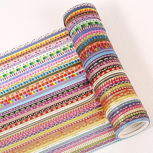 emmoolife 50 Rolls Skinny Washi Tape Set 3mm Wide, Junk Journal Supplies - Image 6