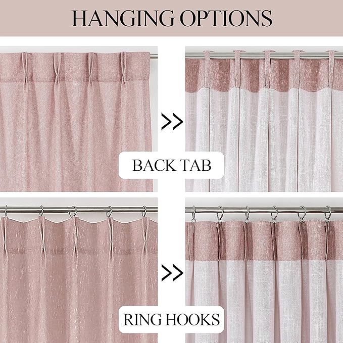 Vision Home Pink Pinch Pleated Semi Sheer Curtains - Image 3