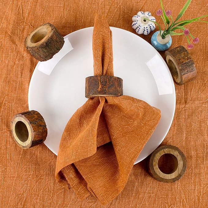 Farmhouse Rustic Wood Napkin Rings Set of 12 - Image 6