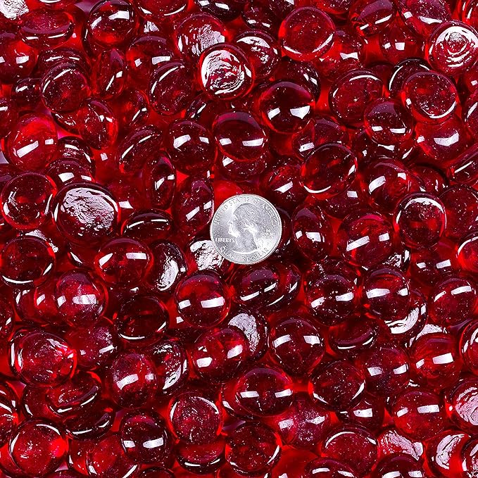 Galashield Flat Glass Marbles for Vases Red Glass Gems Beads Pebbles Vase Filler - Image 3