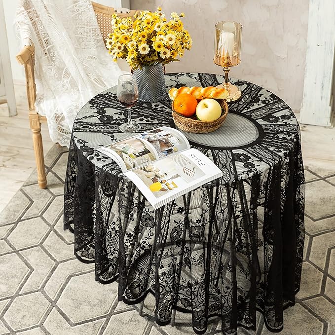 Gorgeous Round Lace Tablecloth, Vintage Floral Embroidered Table Cloths - Image 6