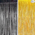 BRAVESHINE Black Gold Foil Fringe Curtain Backdrop by BRAVESHINE