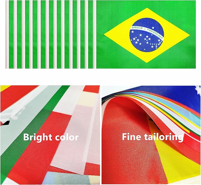 12 Pack Brazil Desk Flags Set, Brazilian Small Mini Table Office Flags - Image 4