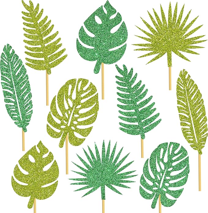 20pcs Glitter Tropical Leaves Centerpiece Decorations - Image 2
