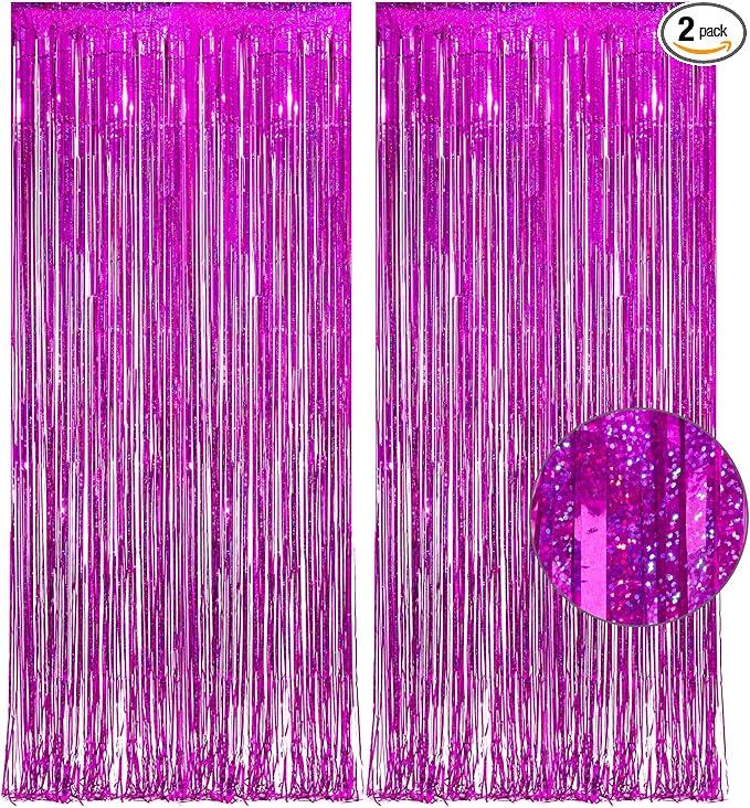Magenta Tinsel Curtain Party Backdrop by GREATRIL