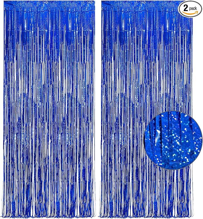 Dark Blue Tinsel Backdrop Streamers by GREATRIL