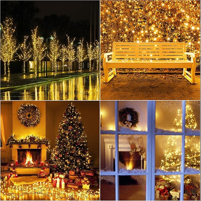 LAMPHOME 66ft Golden Christmas Decorative Mini Lights, 200 LED Transparent Wire - Image 3