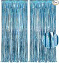 Blue Tinsel Curtain Party Backdrop by GREATRIL