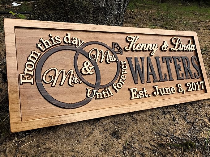 Mr and Mrs Sign | Wood Wedding Gift | Wooden Bridal Shower Gift | Custom - Image 2