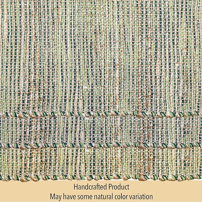Chardin Home Natural Jute & Green Placemats, 13x19 Inch Dining Table Placemats - Image 6