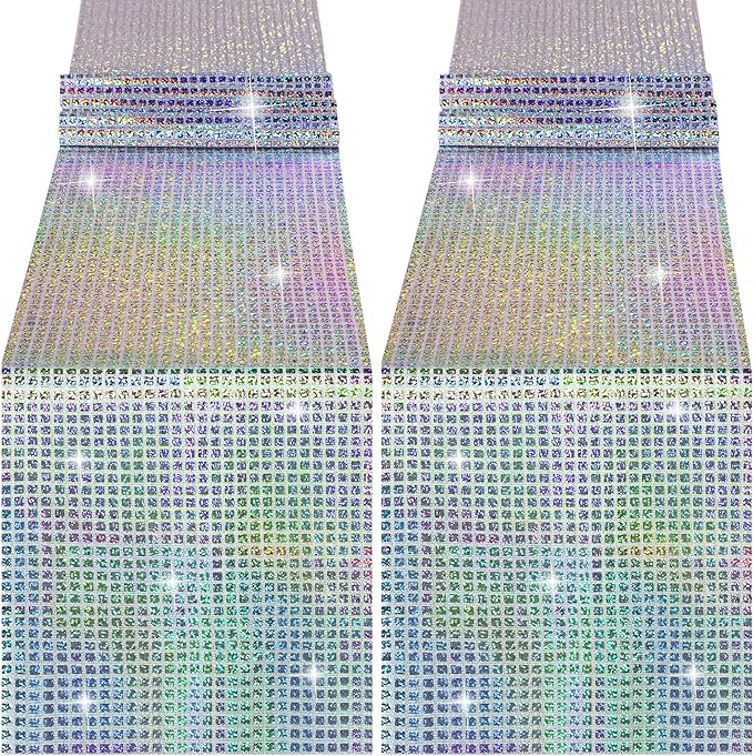 Durony 2 Pack Disco Table Runner 11 x 108 Inch Mirror Silver Laser Glitter Foil by durony