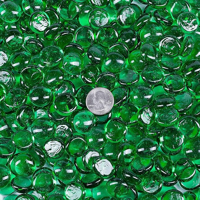 Galashield Flat Glass Marbles for Vases Green Glass Gems Beads Pebbles Vase - Image 2