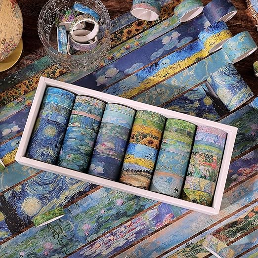 emmoolife 32 Rolls Washi Tape Set, Oil Painting Decorative Masking Tape - Image 6