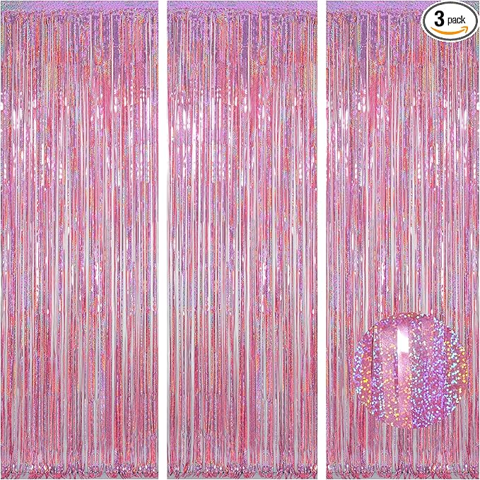 Melsan 3 Pack 3.2 x 8.2 ft Foil Fringe Curtains by Melsan