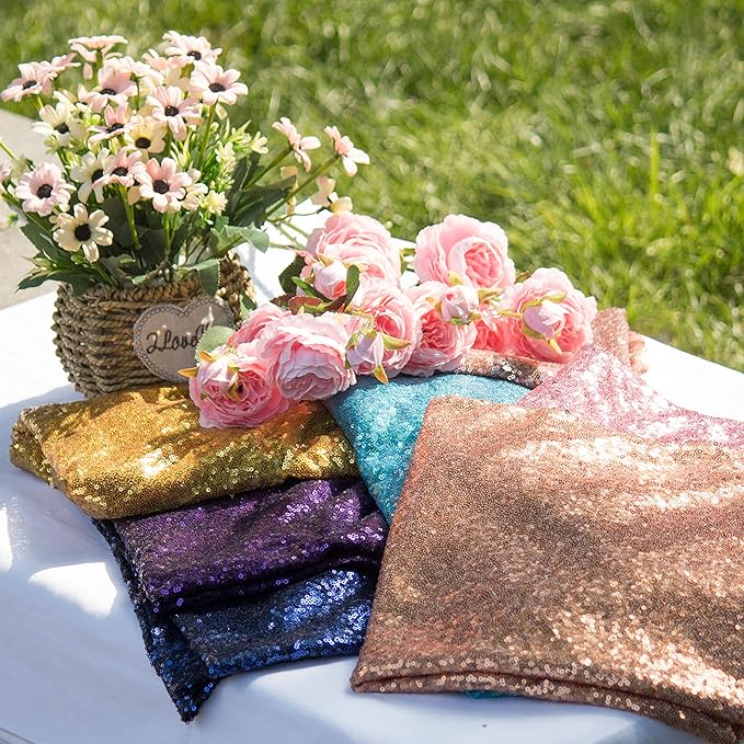 JYFLZQ White Iridescent Sequin Backdrop Curtains 7ft x 7ft 1 Panel Glitter - Image 8