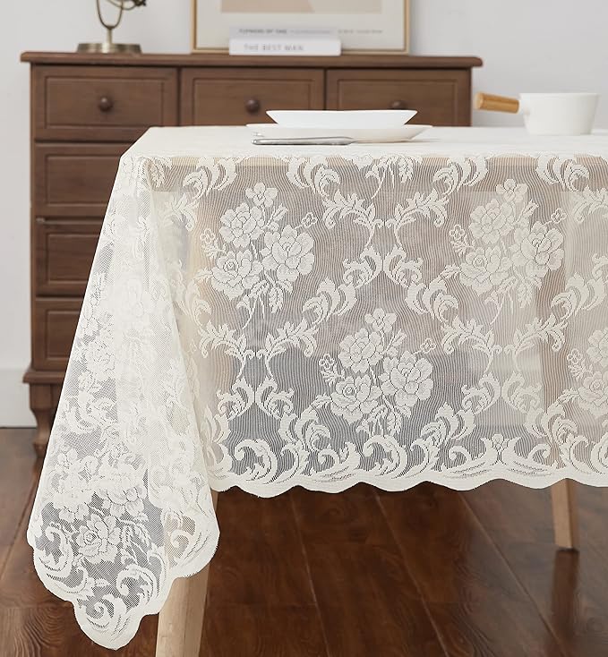 LinenZone Square Ivory Tablecloth - Image 2