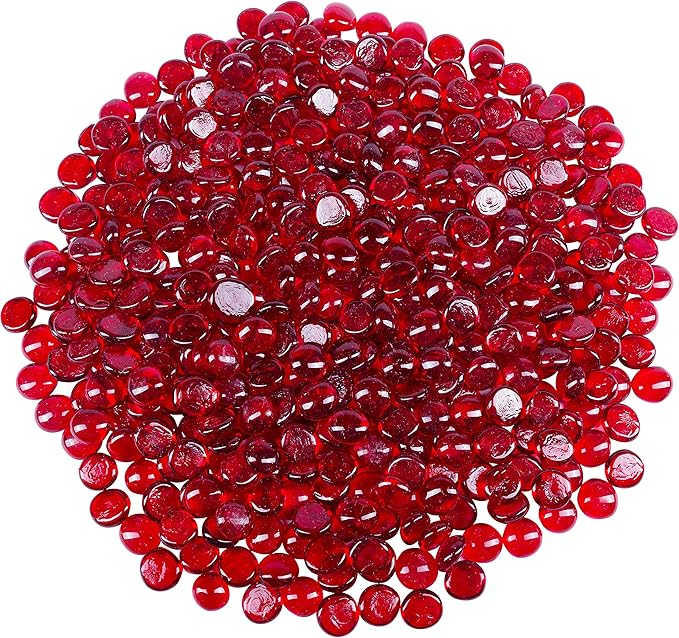 Galashield Flat Glass Marbles for Vases Red Glass Gems Beads Pebbles Vase Filler by Galashield