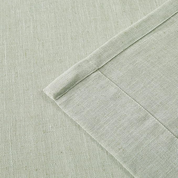 Vision Home Soft Green Pinch Pleated Semi Sheer Curtains Textured Linen Blended - Image 5