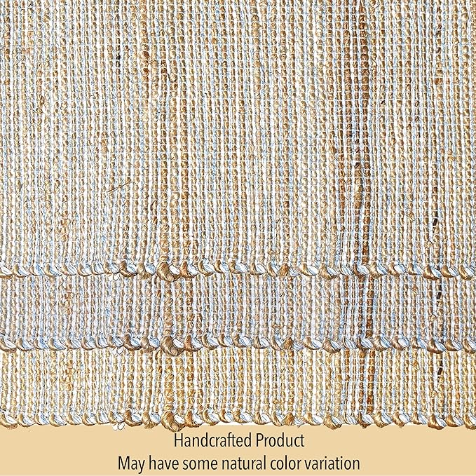 Chardin Home Natural Jute & Sky Blue-White Placemats, 13x19 in Dining Table - Image 6