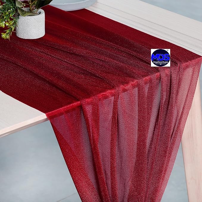 MDS 2 Pack 10ft Chiffon Table Runner 29 x 120 Inches Sheer Wedding Runner - Image 3