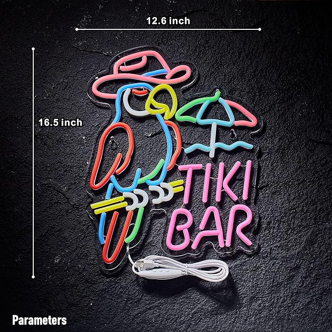 Tiki Bar Parrot Neon Sign for Wall Decor Hawaii Beach Bar LED Light up Signs - Image 5