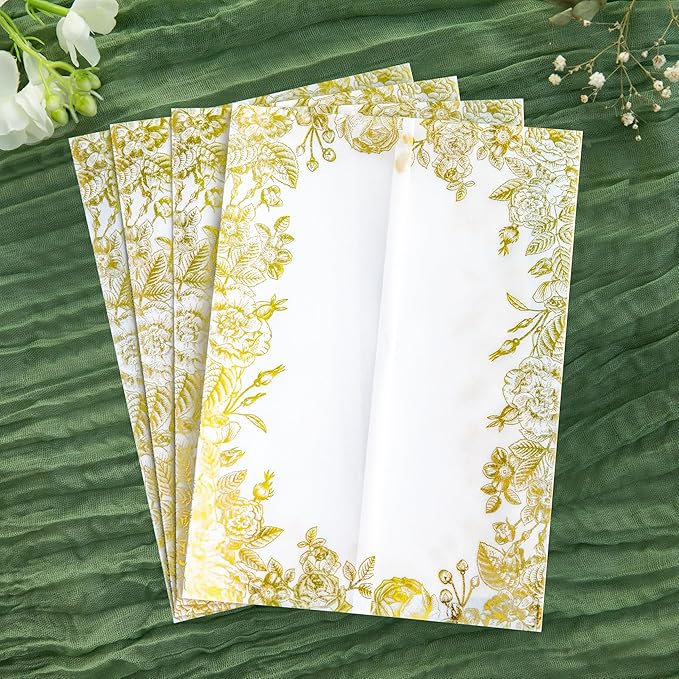 PONATIA 50 PCS Vellum Jackets for 5x7 Wedding Invitation Cards- 135gsm Floral - Image 2