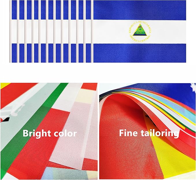 12 Pack Nicaragua Desk Flags Set, Nicaraguan Small Mini Table Office Flags - Image 4