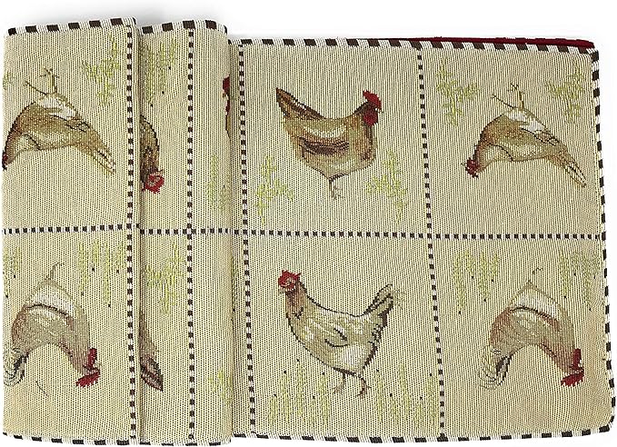 Tache Farmhouse Rooster Table Runner 90 inches Long Country Hens Chickens - Image 7