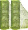 Ribbli 2 Rolls Moss Green Mesh Ribbon, 10 inch x 30 feet Each Roll, Metallic by Ribbli
