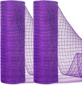 Ribbli 2 Rolls Purple Mesh Ribbon, 10 inch x 30 feet Each Roll, Metallic Purple by Ribbli