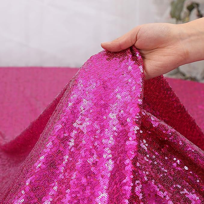 Poise3EHome Hot Pink Sequin Backdrop Curtains, 4 Panels 2FTx8FT Glitter - Image 5