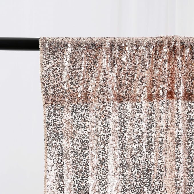 7ft x 7ft Champagne Sequin Backdrop Curtain Glitter Photo Booth Backdrop - Image 7