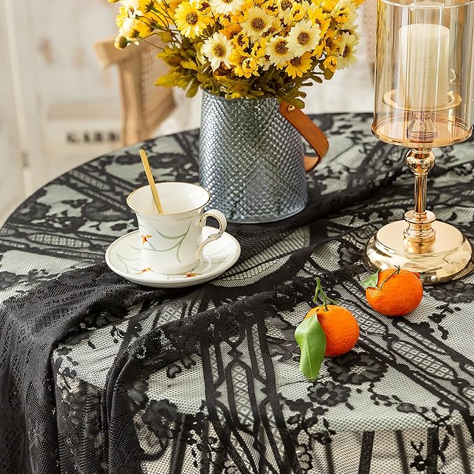 Gorgeous Round Lace Tablecloth, Vintage Floral Embroidered Table Cloths - Image 3
