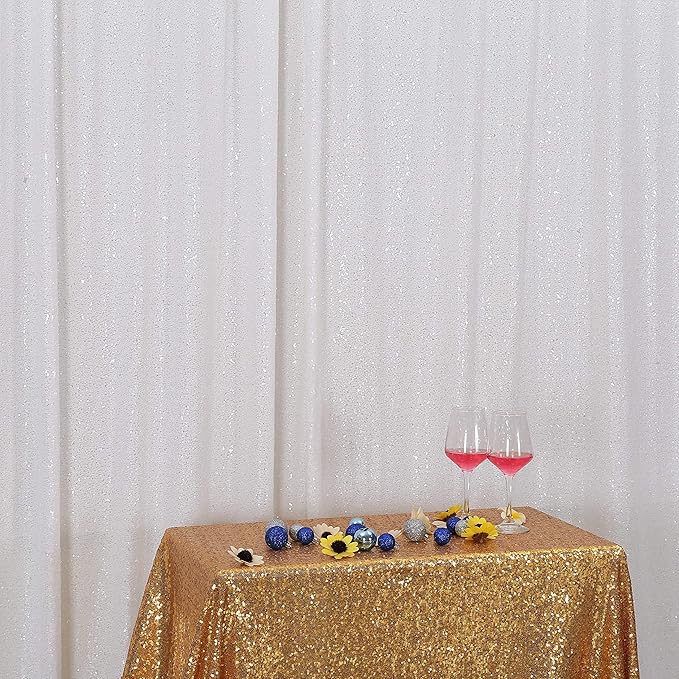 Eternal Beauty White Sequin Backdrop, 20x10 Ft Glitter Background Curtains - Image 3