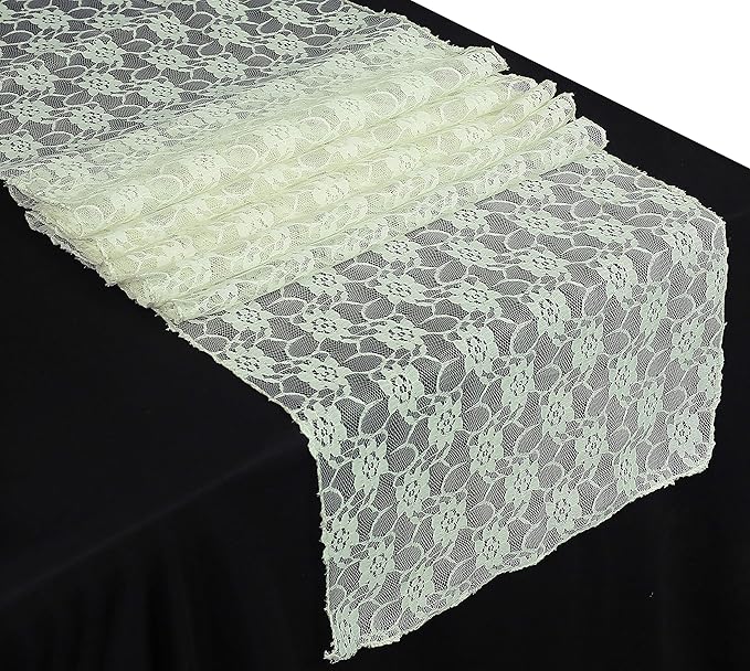 MDS Pack of 15 Wedding 12 x 108 inches Lace Table Runner - Image 2