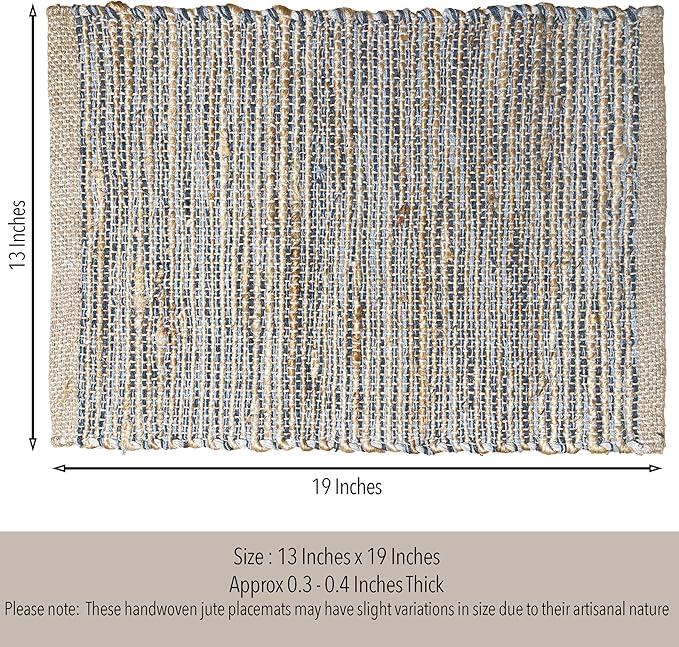 Chardin Home Natural Jute & Grey Placemats, 13x19 Inch Dining Table Placemats - Image 4