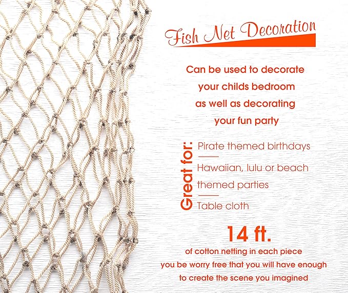 Natural Fish Net Party Decorations - Image 2