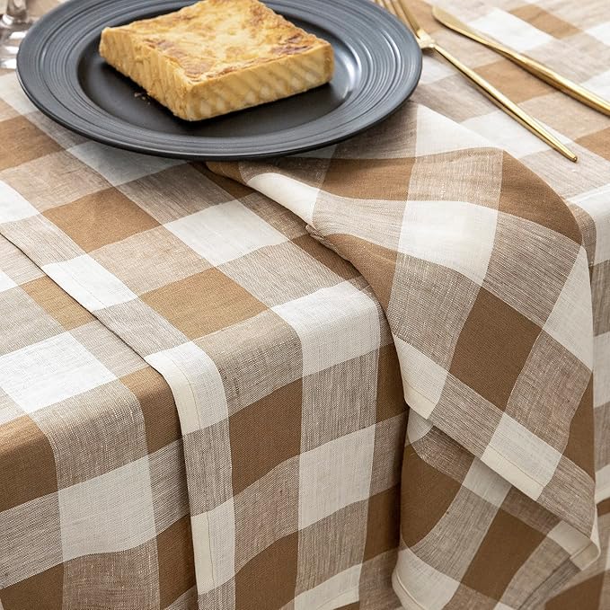 EVERLY 100% Yarn-Dyed Linen Rectangle Tablecloths 60x108Inches - Image 9