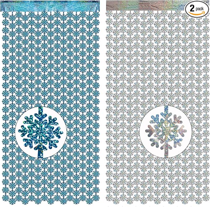 GREATRIL Silver Blue Snowflake Fringe Curtain Winter Onederland Streamers by GREATRIL