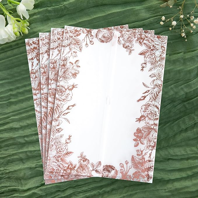 PONATIA 50 PCS Vellum Jackets for 5x7 Wedding Invitation Cards- 135gsm Floral - Image 2