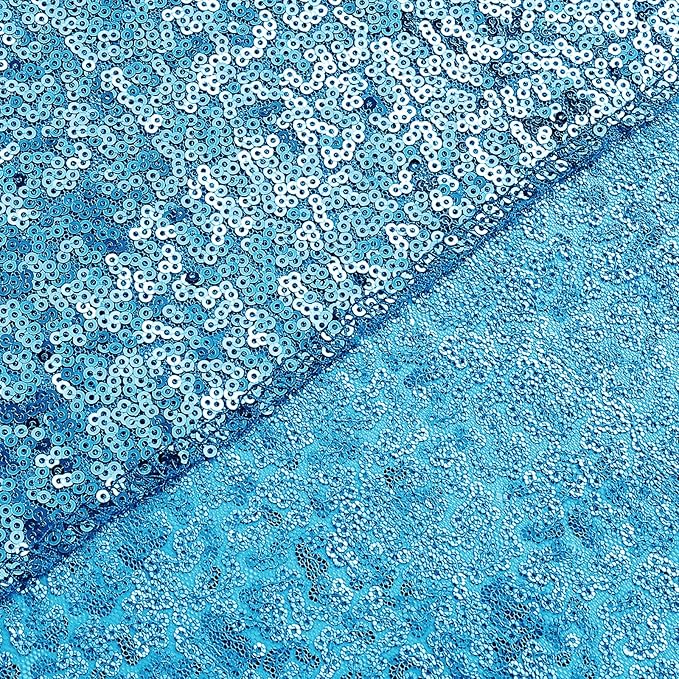 Sugargirl Turquoise Sequin Backdrop Curtain 4 Panels 2FTx8FT Glitter Turquoise - Image 8