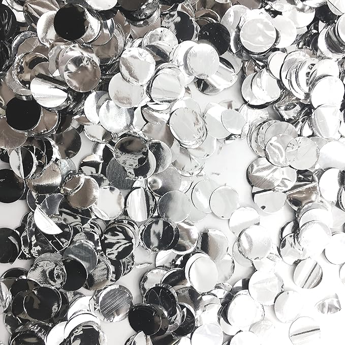 Sparkle Silver Metallic Foil Round Confetti Circle Dots Graduation Wedding by AWESON+PARTY