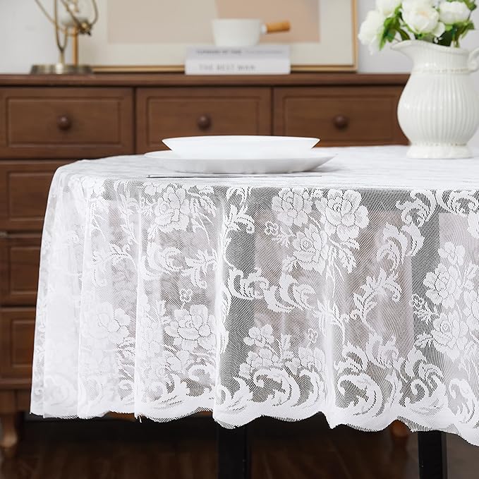 LinenZone White Round Tablecloth - Image 2
